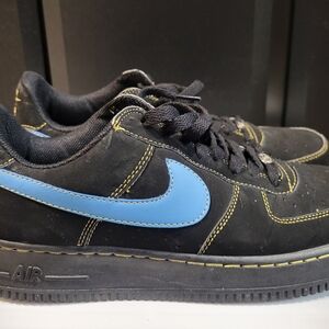 Nike Air Black Sneakers with Blue/Gold Accents